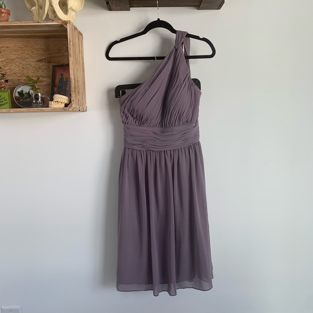 Donna Morgan chiffon purple one shoulder dress